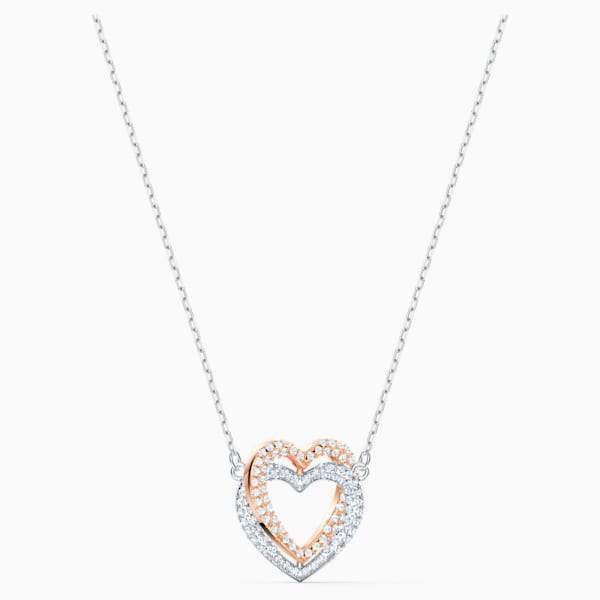 COLLANA SWAROVSKI INFINITY DOUBLE HEART, BIANCO, MIX DI PLACCATURE