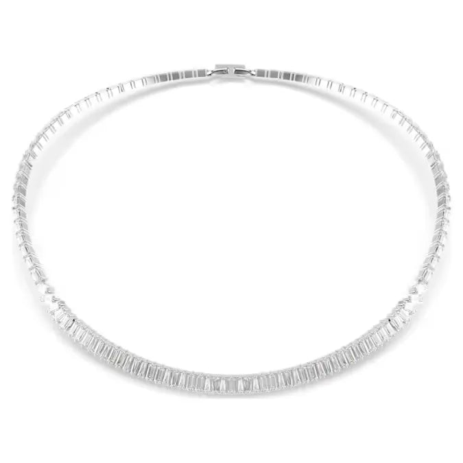 Collana Swarovski Matrix: Taglio Baguette Zirconia Bianca Placcatura Rodio - COLLANE