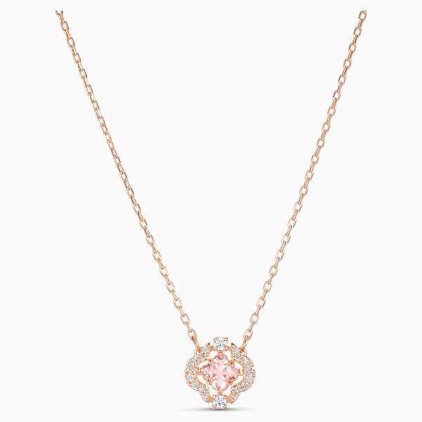 COLLANA SWAROVSKI SPARKLING DANCE CLOVER, ROSA, PLACCATO COLOR ORO ROSA
