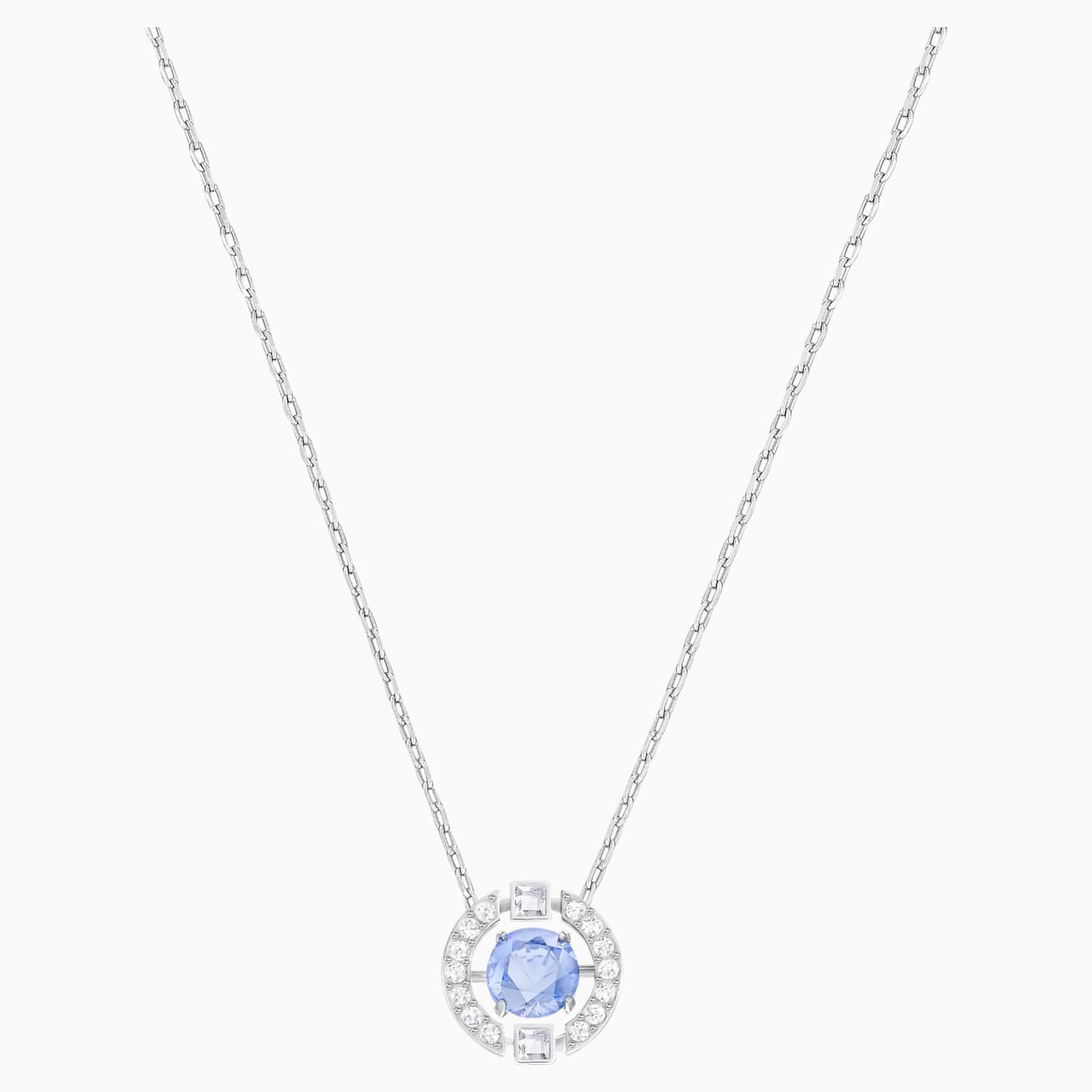 COLLANA SWAROVSKI SPARKLING DANCE ROUND, PLACCATURA RODIO AZZURRA
