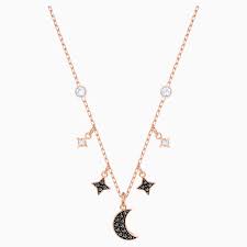COLLANA SWAROVSKI SYMBOLIC MOON, NERO, PLACCATO ORO ROSA