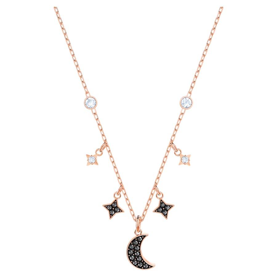 COLLANA SWAROVSKI SYMBOLIC MOON, NERO, PLACCATO ORO ROSA