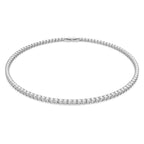 COLLANA TENNIS DELUXE, BIANCO, PLACCATO RODIO