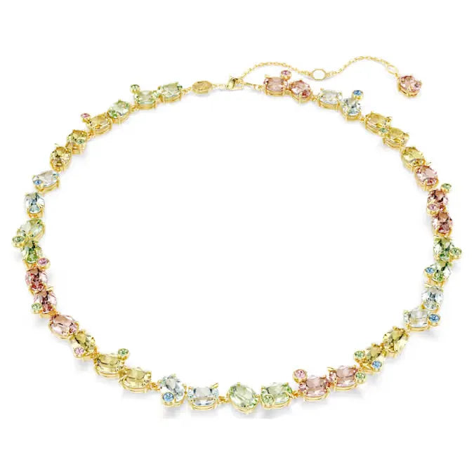 Collana Tennis Gema Taglio misto Multicolore Placcato color oro - COLLANA