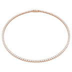 Collana Tennis Matrix Taglio Round, Bianca, Finitura oro rosa 18K