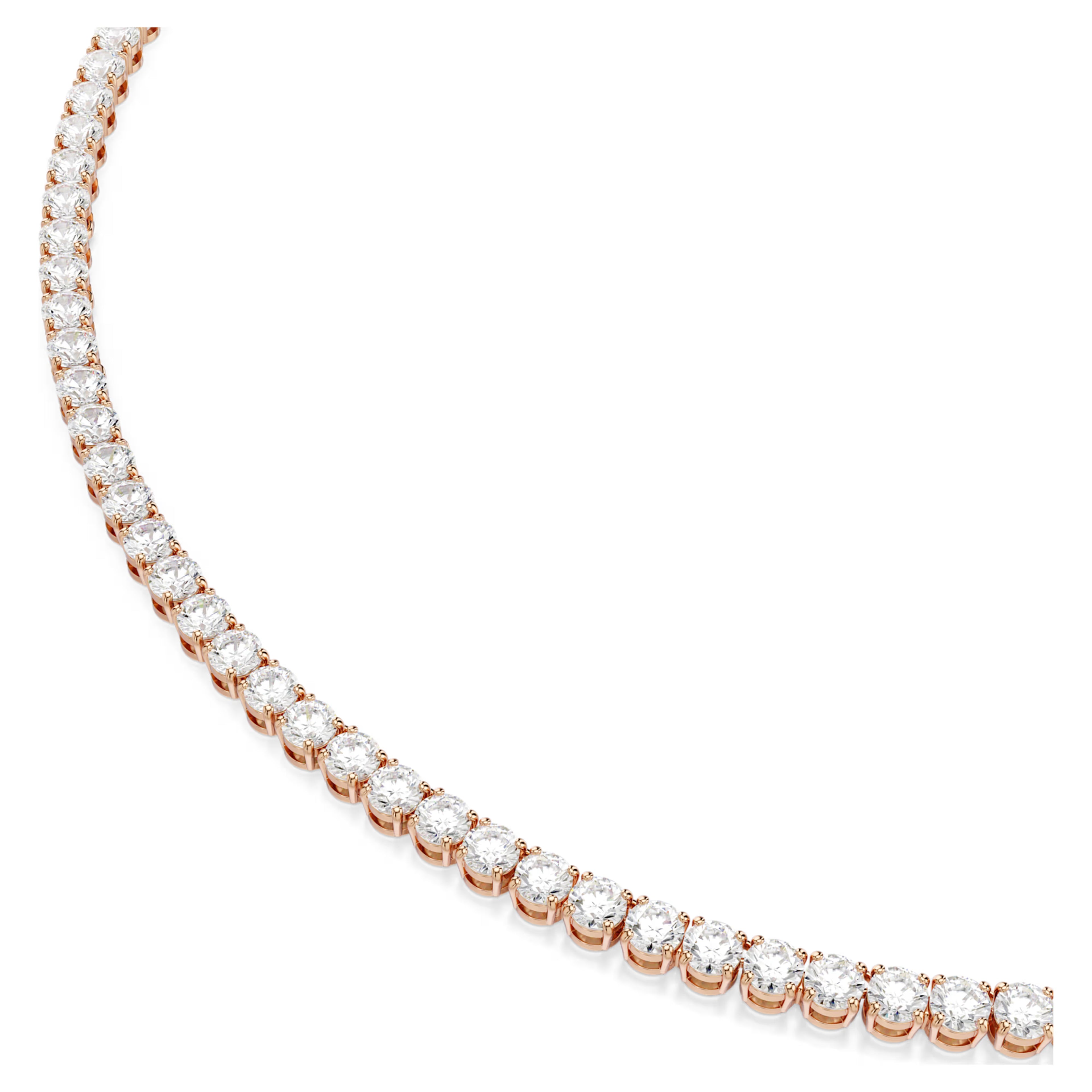 Collana Tennis Matrix Taglio Round, Bianca, Finitura oro rosa 18K