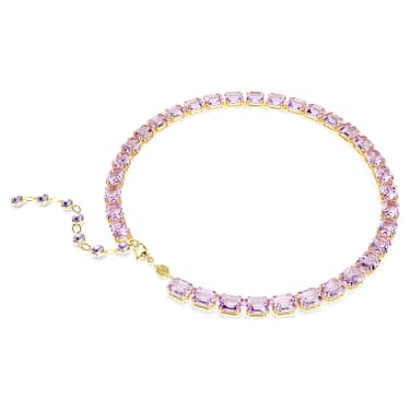 Collana Tennis Millenia Taglio ottagonale Viola Placcato color oro - COLLANA