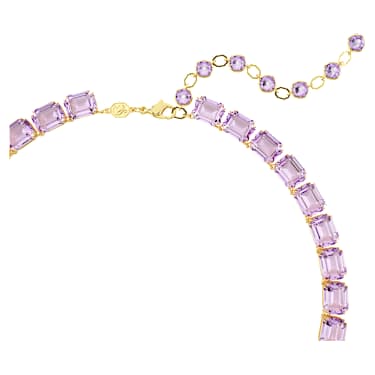 Collana Tennis Millenia Taglio ottagonale Viola Placcato color oro - COLLANA