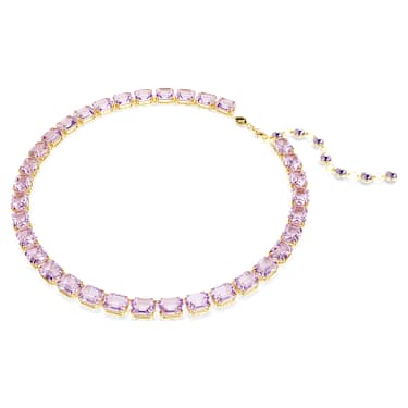 Collana Tennis Millenia Taglio ottagonale Viola Placcato color oro - COLLANA