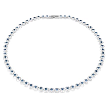 Collana Tennis Una Angelic Taglio Round Blu Placcato rodio - COLLANA