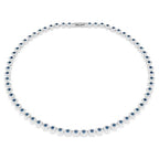 Collana Tennis Una Angelic Taglio Round Blu Placcato rodio - COLLANA