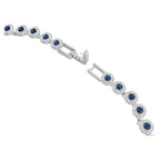 Collana Tennis Una Angelic Taglio Round Blu Placcato rodio - COLLANA