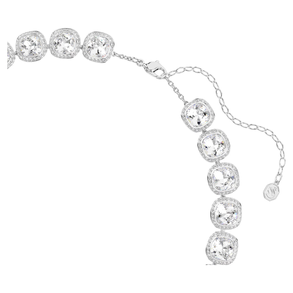 Collana Una Angelic Taglio Cushion, Bianca, Placcato rodio