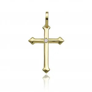 Croce in Oro Giallo 750 con Brillanti Bianchi - ciondoli