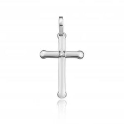 Croce oro bianco con diamante - ciondoli