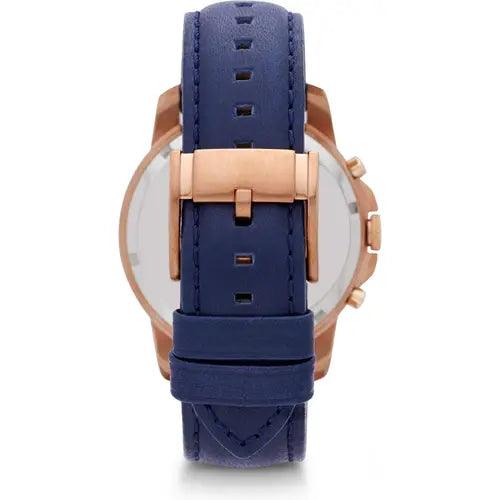 Cronografo in pelle navy Grant