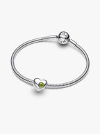 Cuore con Pietra Verde Agosto da incidere Argento Sterling 925 - CHARM