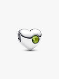 Cuore con Pietra Verde Agosto da incidere Argento Sterling 925 - CHARM