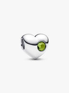 Cuore con Pietra Verde Agosto da incidere Argento Sterling 925 - CHARM