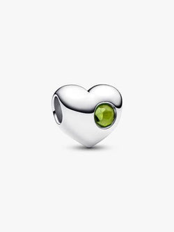 Cuore con Pietra Verde Agosto da incidere Argento Sterling 925 - CHARM