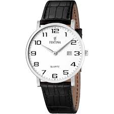 OROLOGIO FESTINA CLASSICS F16476/1 BIANCO CON CINTURINO IN PELLE, UOMO