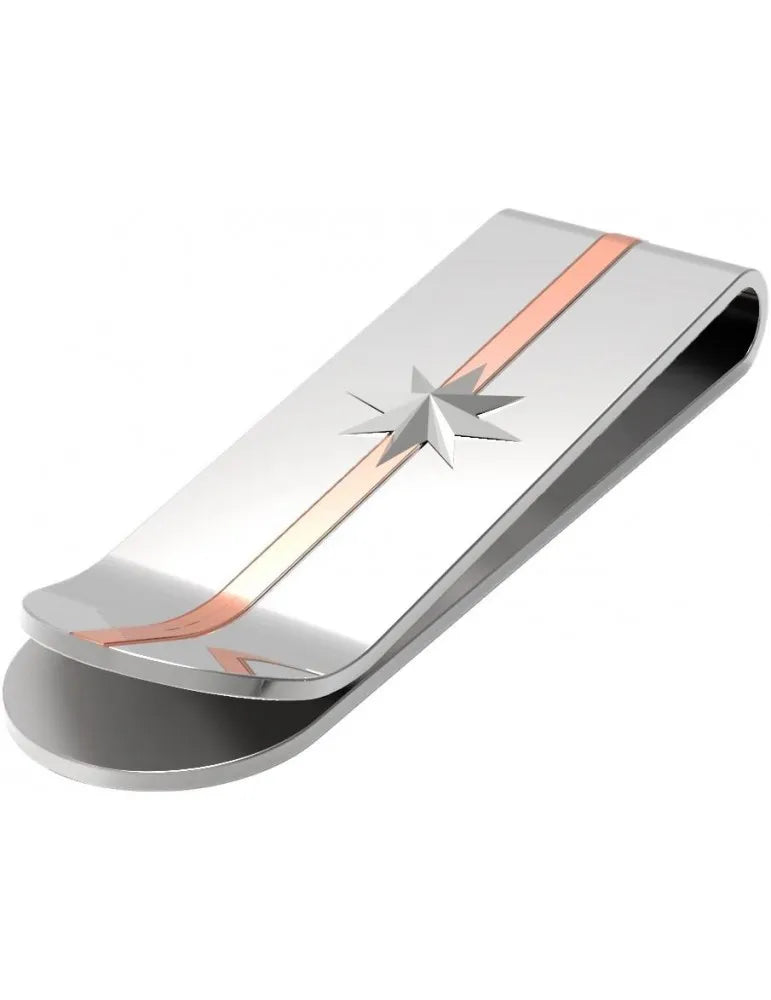 Fermasoldi Zancan in Acciaio Bicolore con Stella in Rilievo - Rif. EHF027 - FERMASOLDI