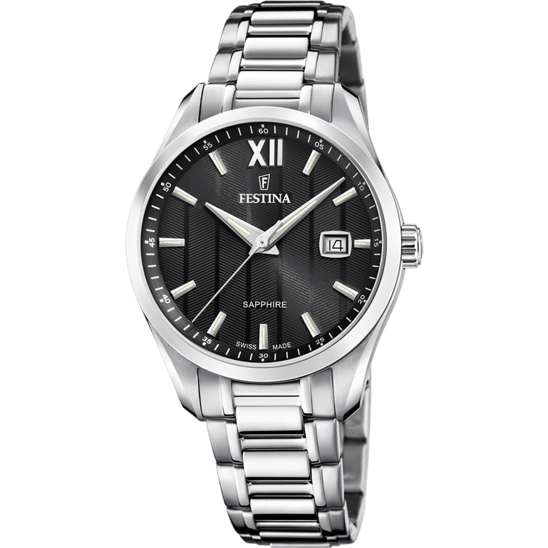 FESTINA SWISS OROLOGIO DA UOMO NERO SWISS MADE IN ACCIAIO INOSSIDABILE