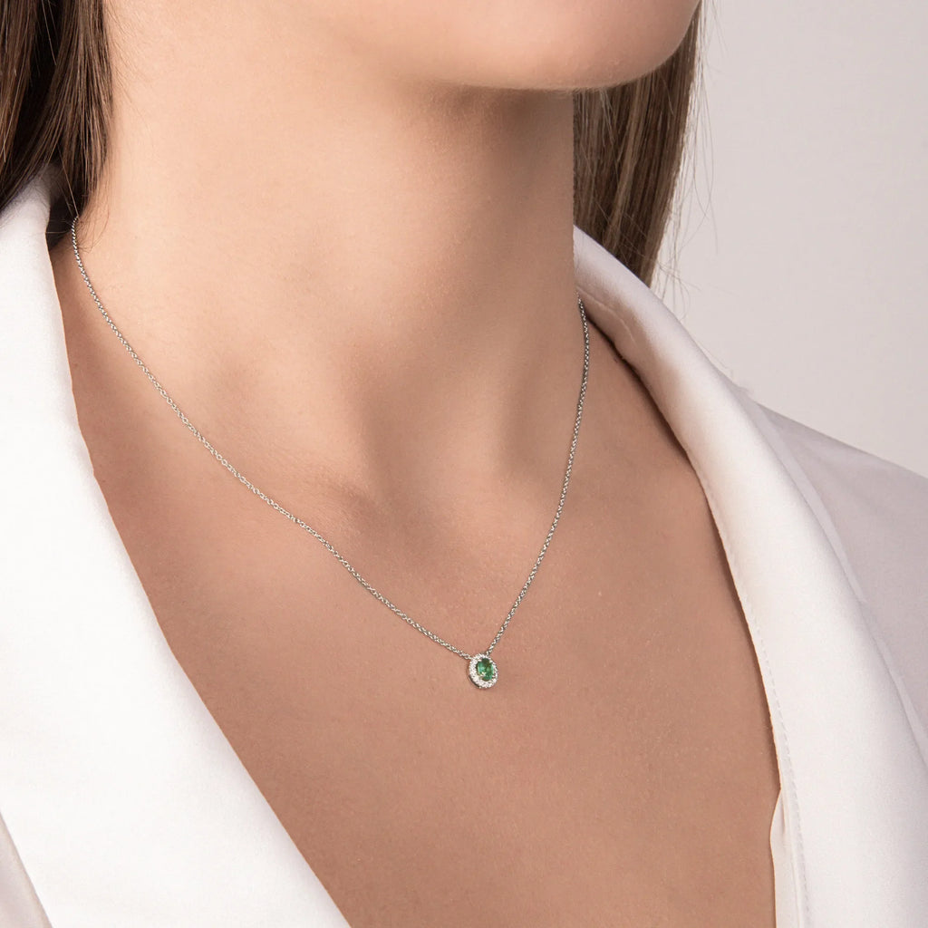 Girocollo Mirco Visconti in Oro Bianco 18kt con Smeraldo Naturale - COLLANE