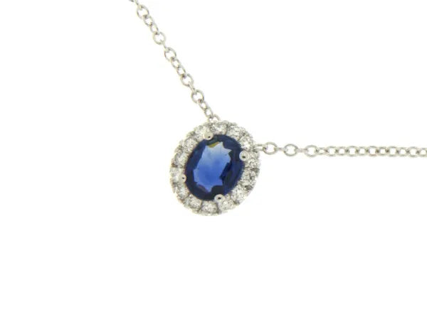 Girocollo Mirco Visconti in Oro Bianco 18kt con Zaffiro (ct 0.51) e Diamante (ct 0.09) - COLLANE