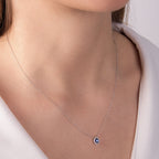 Girocollo Mirco Visconti in Oro Bianco 18kt con Zaffiro (ct 0.51) e Diamante (ct 0.09) - COLLANE