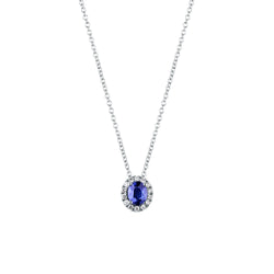 Girocollo Mirco Visconti in Oro Bianco 18kt con Zaffiro (ct 0.51) e Diamante (ct 0.09) - COLLANE