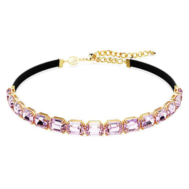 Girocollo Tennis Millenia Taglio ottagonale Viola Placcato color oro - COLLANA