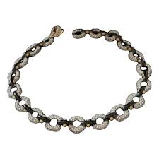 GIROCOLLO VINTAGE CON SMALTO NERO E SWAROVSKI - COLLANA