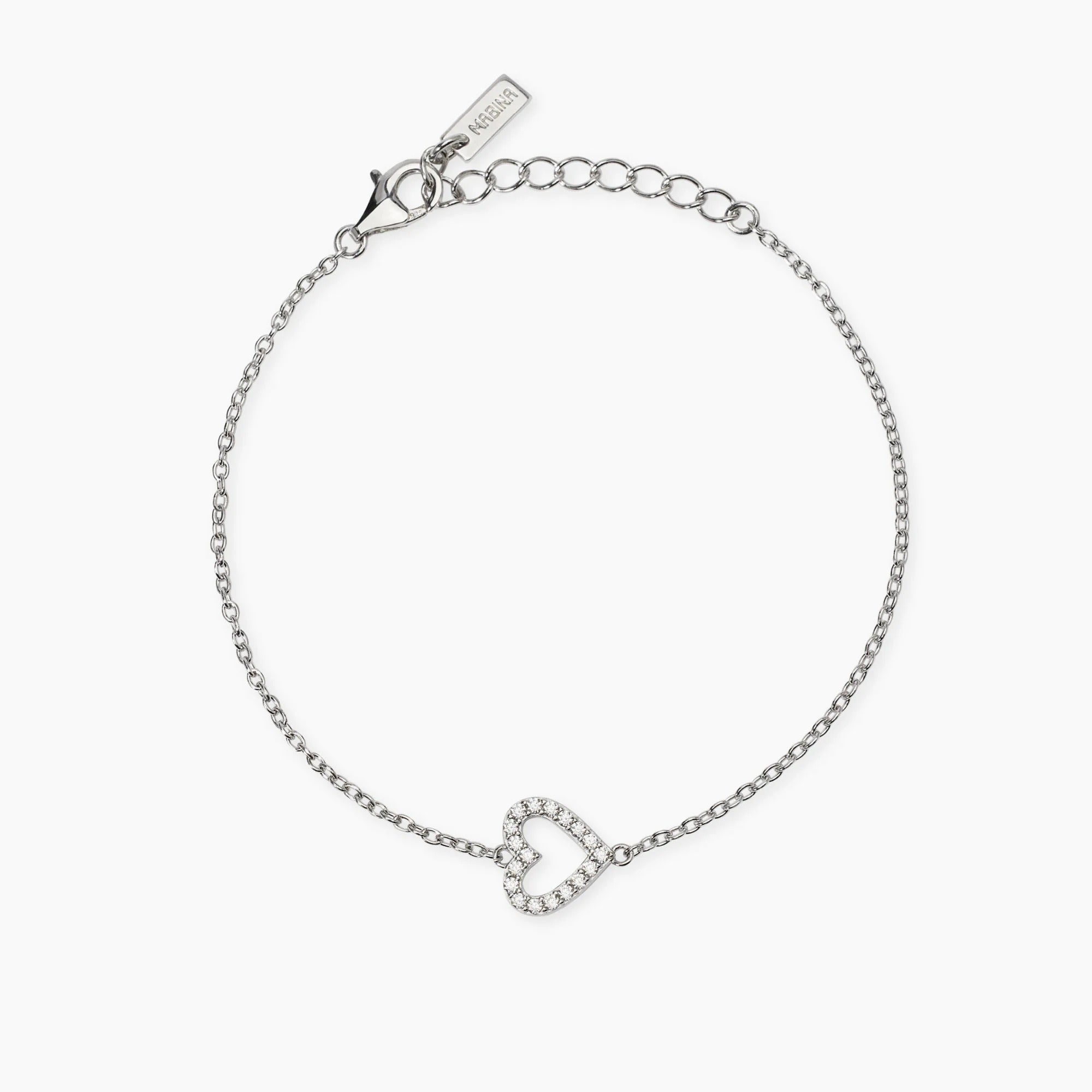 Bracciale con Cuore Tempestato di Diamanti Lab-Grown – Mabina Gioielli