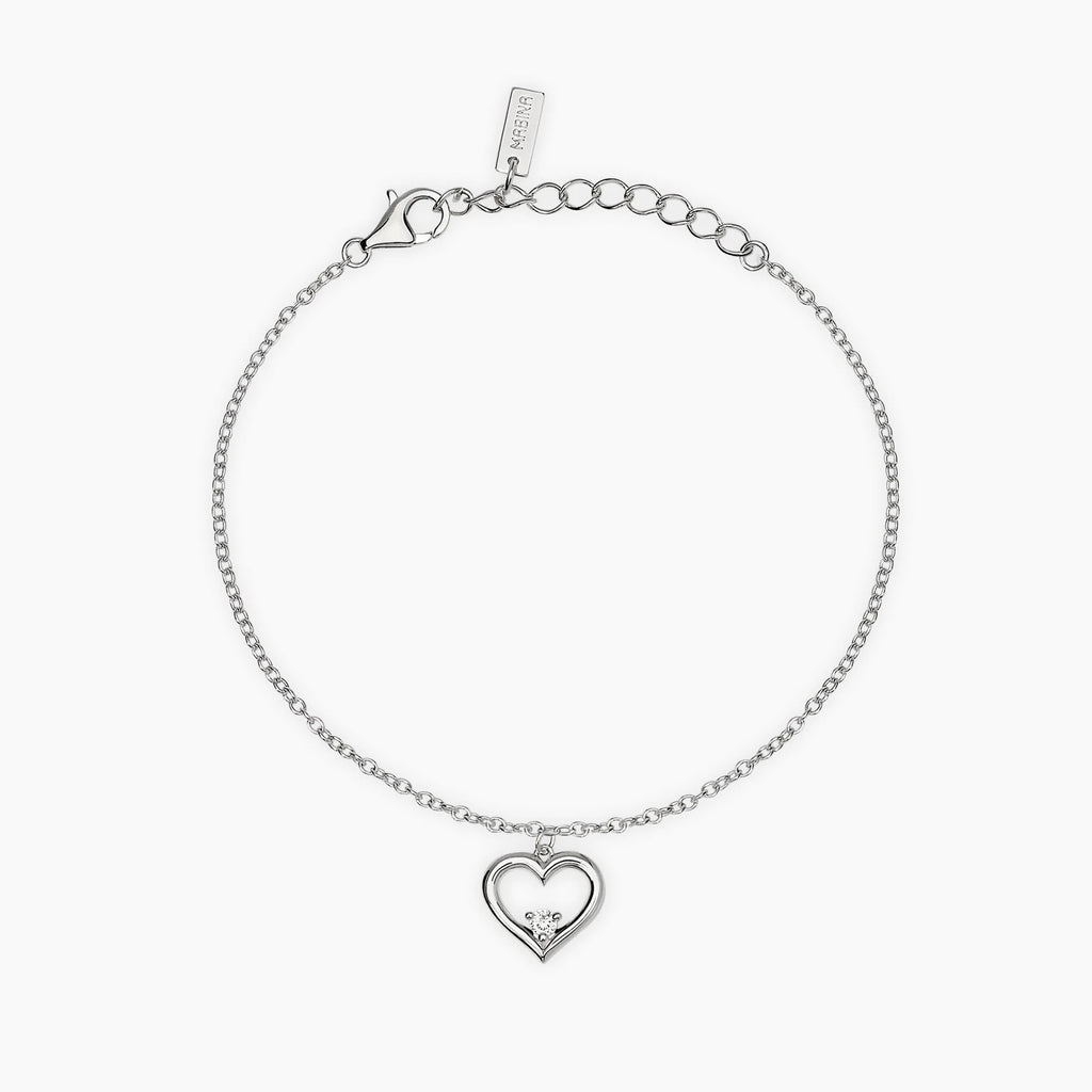 Bracciale con Cuore e Diamante Lab-Grown 0,06 Carati – Mabina Gioielli