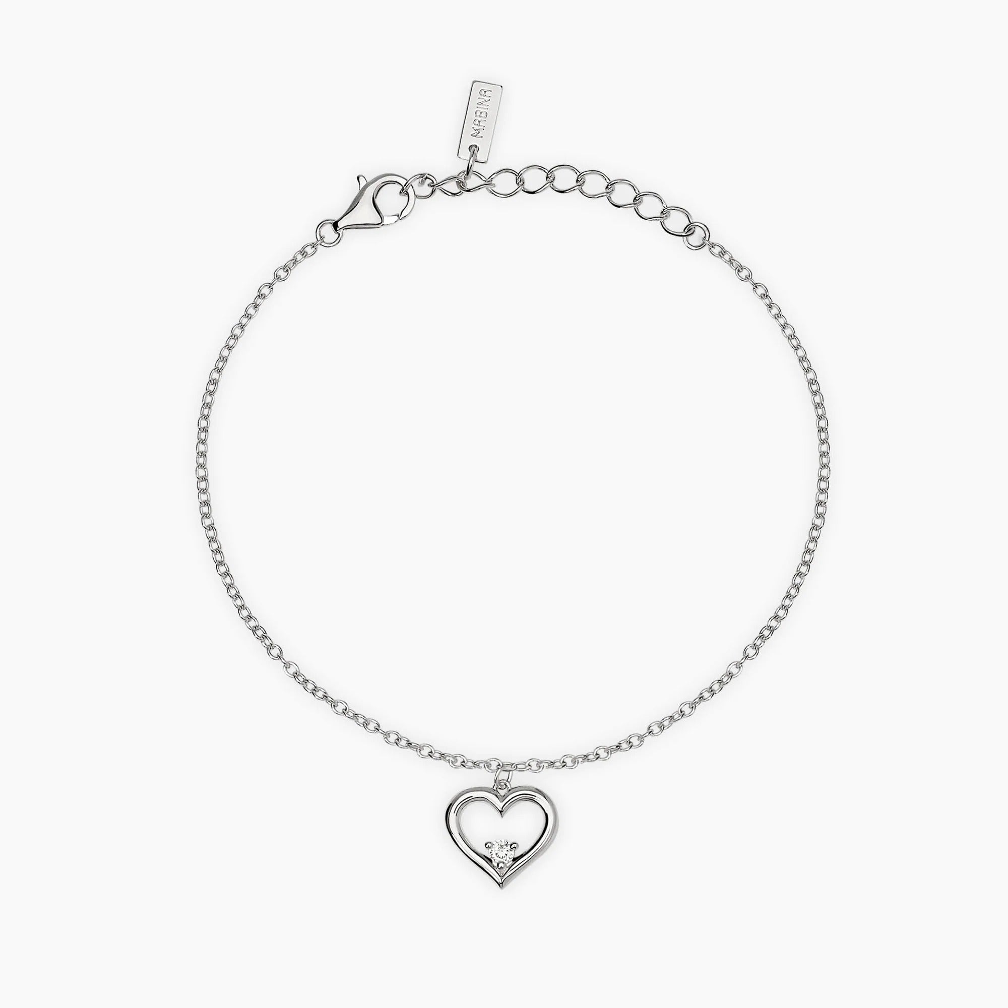 Bracciale con Cuore e Diamante Lab-Grown 0,06 Carati – Mabina Gioielli