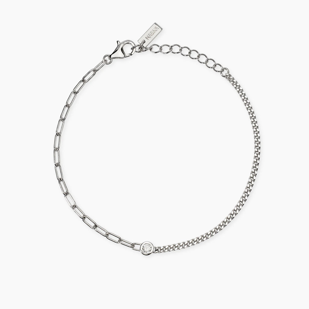 Bracciale con Doppia Catena e Diamante Lab-Grown – Mabina Gioielli