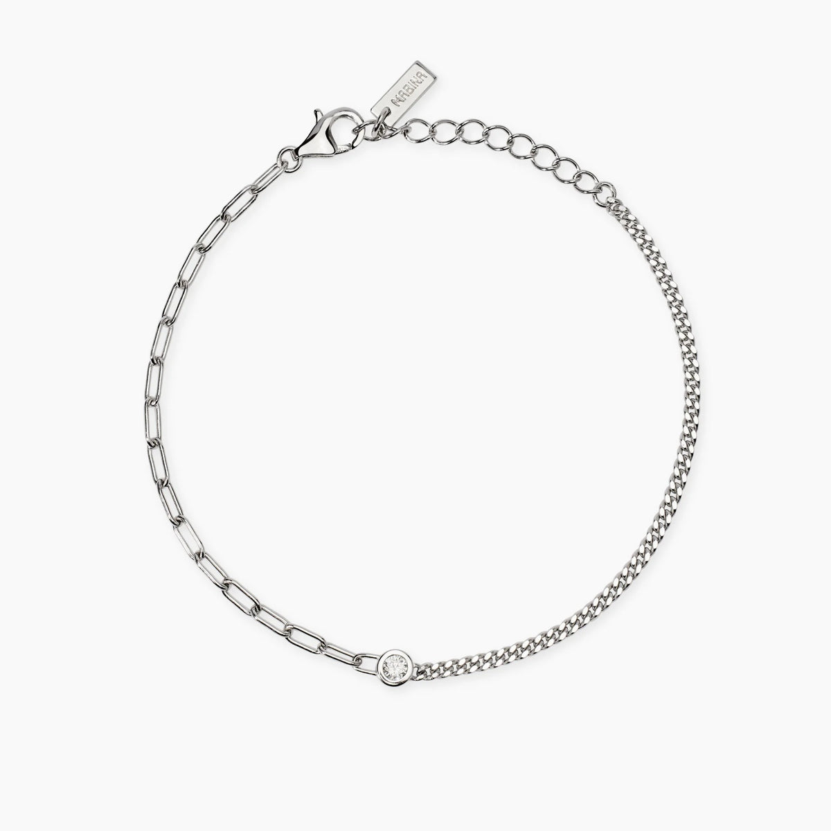 Bracciale con Doppia Catena e Diamante Lab-Grown – Mabina Gioielli