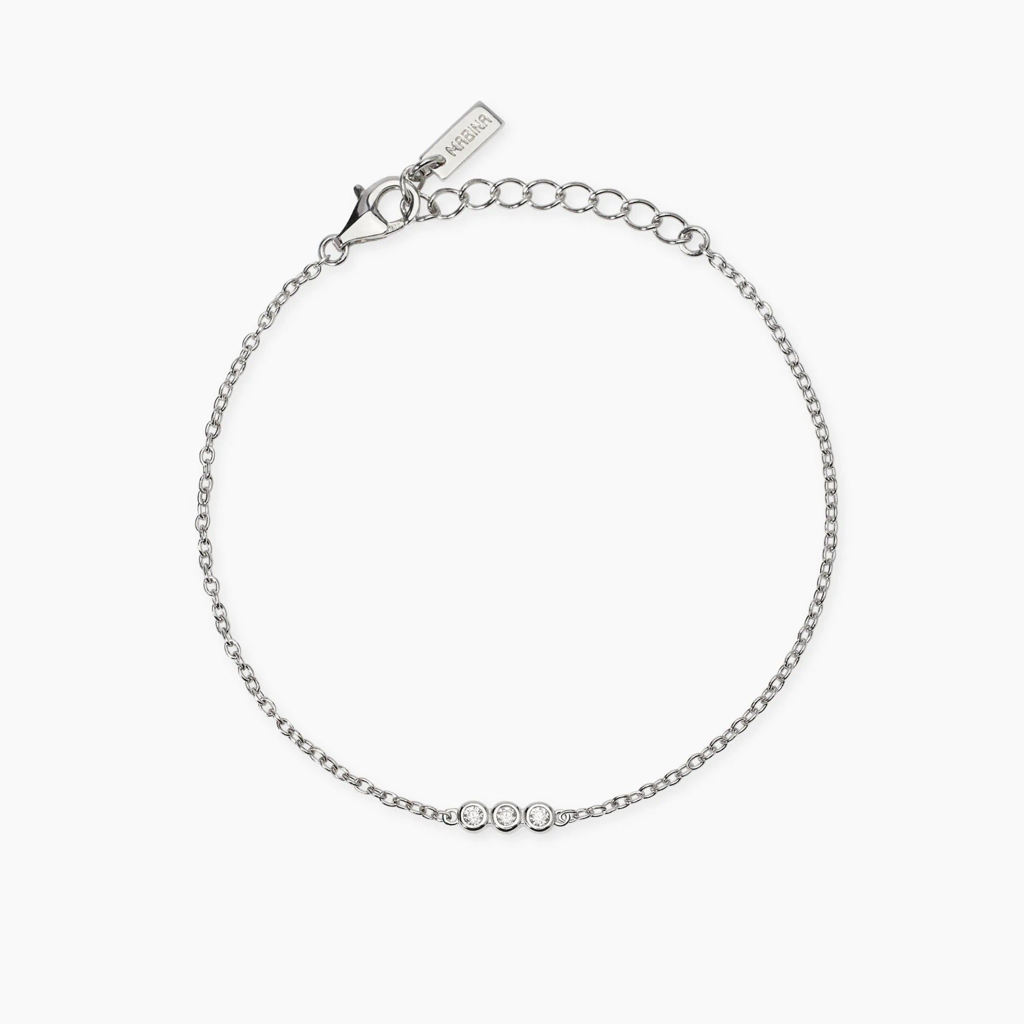 Bracciale Trilogy in Argento con Diamanti Lab-Grown – Mabina Gioielli