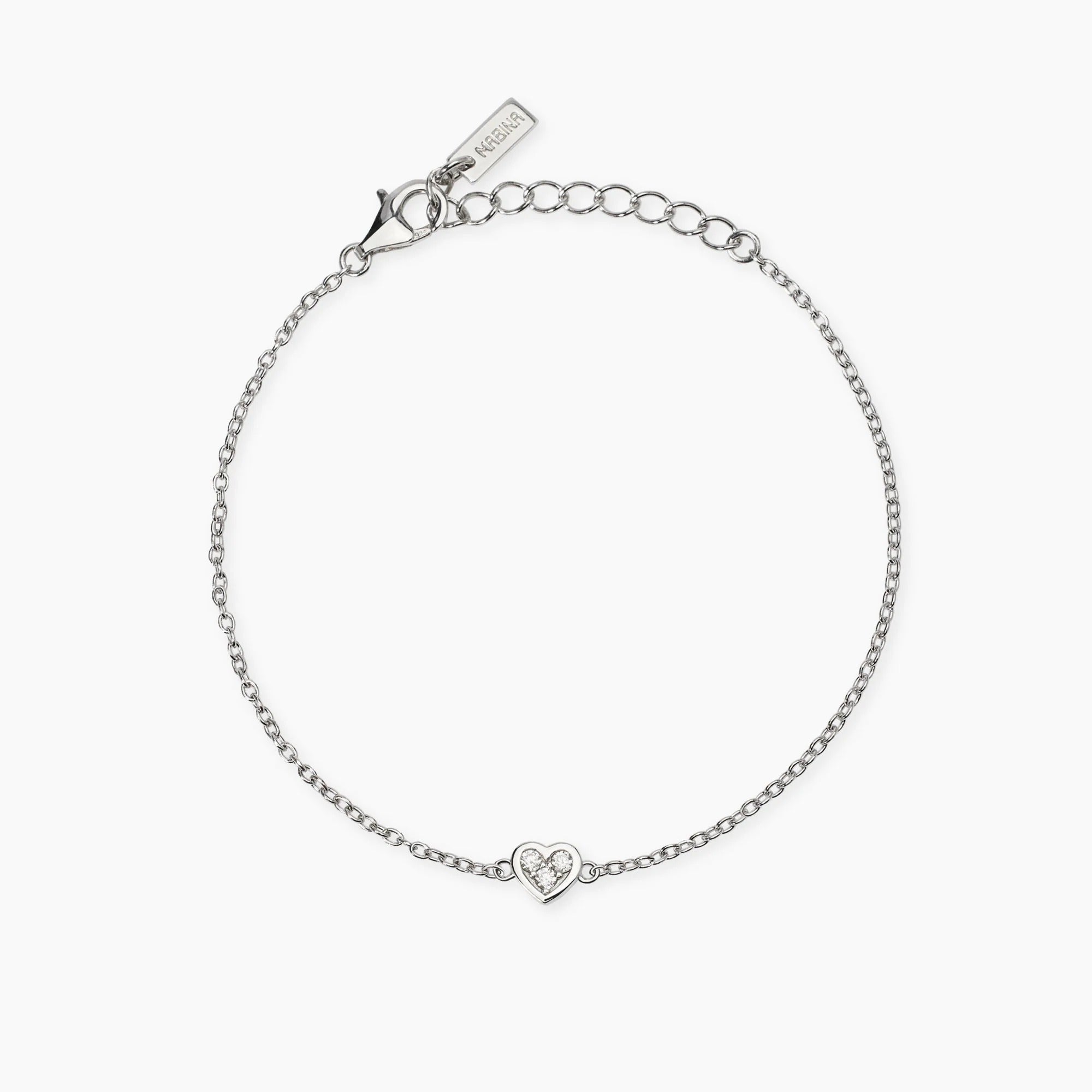 Bracciale con Cuore e Trilogy di Diamanti Lab-Grown – Mabina Gioielli
