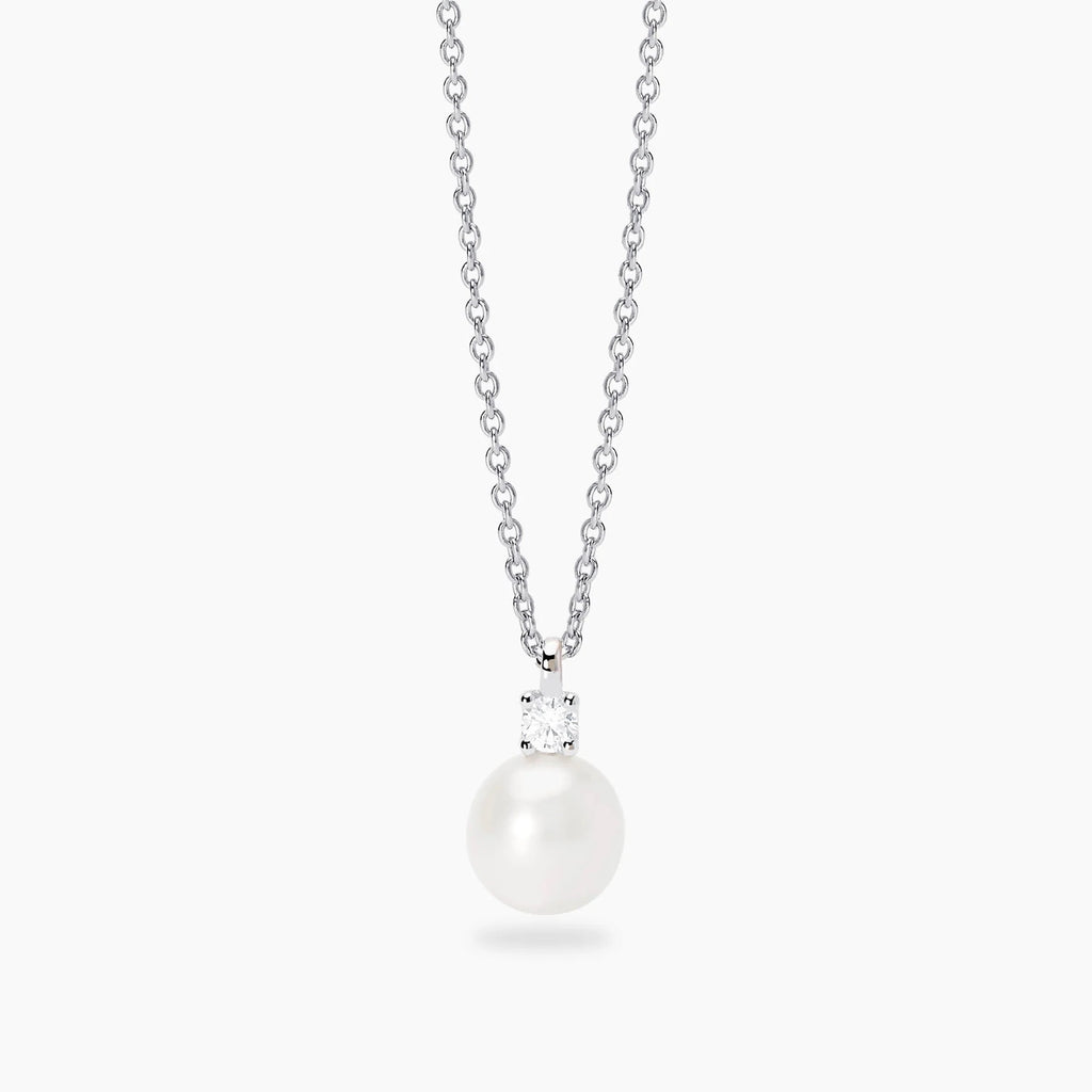 Girocollo con Perla Coltivata e Diamante Lab-Grown 0,08ct – Mabina Gioielli