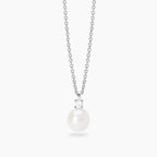 Girocollo con Perla Coltivata e Diamante Lab-Grown 0,08ct – Mabina Gioielli