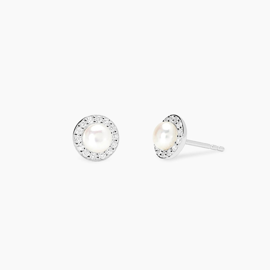 Orecchini Mabina in Argento con Perla Coltivata e Diamanti Lab-Grown
