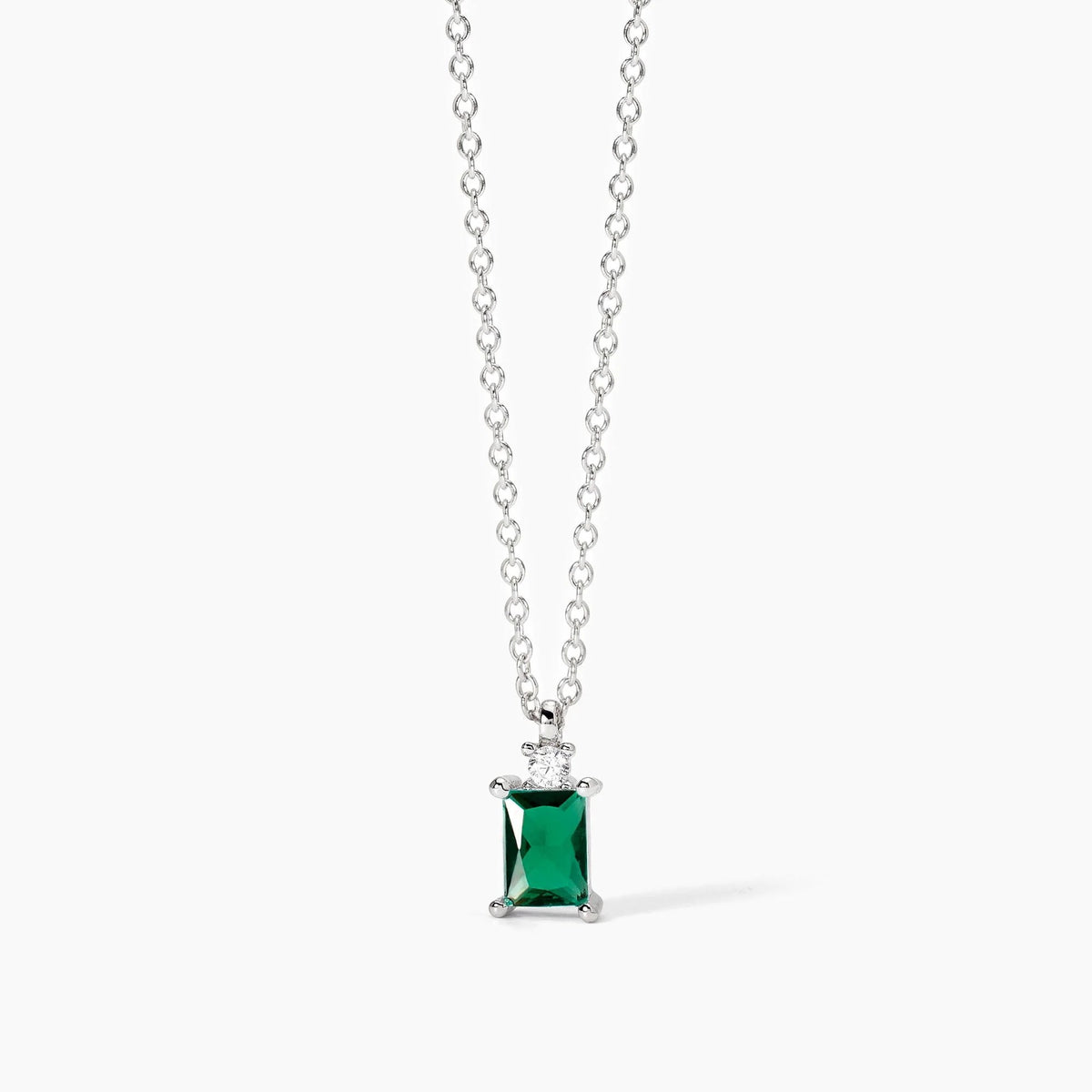 Girocollo Argento Smeraldo Sintetico