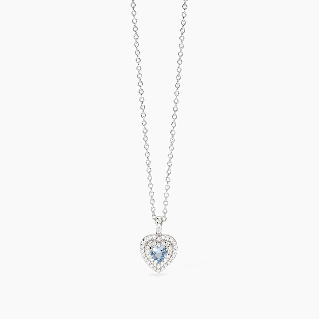 Girocollo Acquamarina Cuore Argento