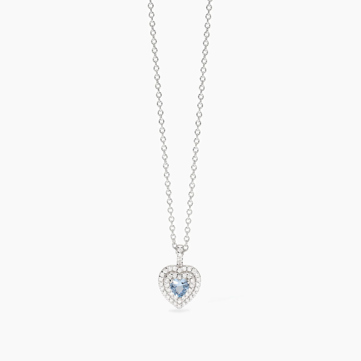 Girocollo Acquamarina Cuore Argento