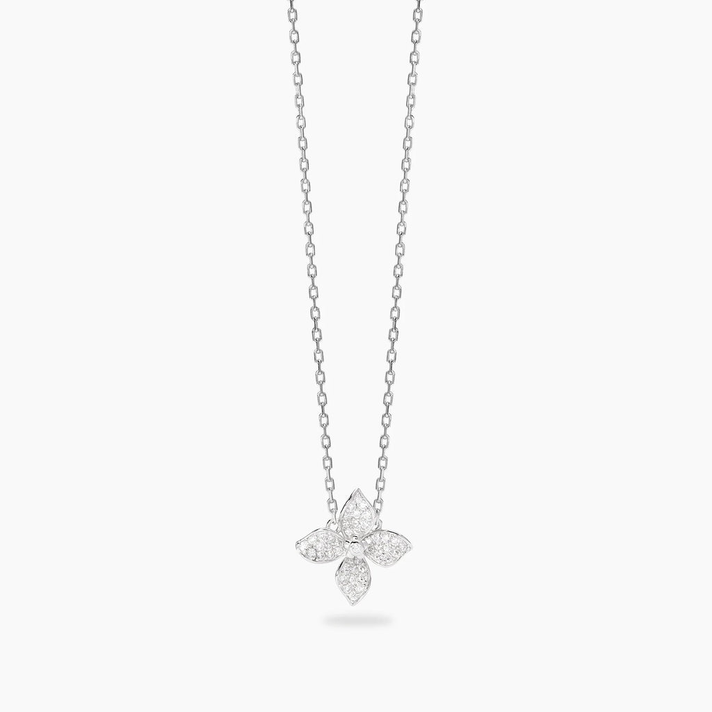 Girocollo Fiore Pavé Zirconi Argento