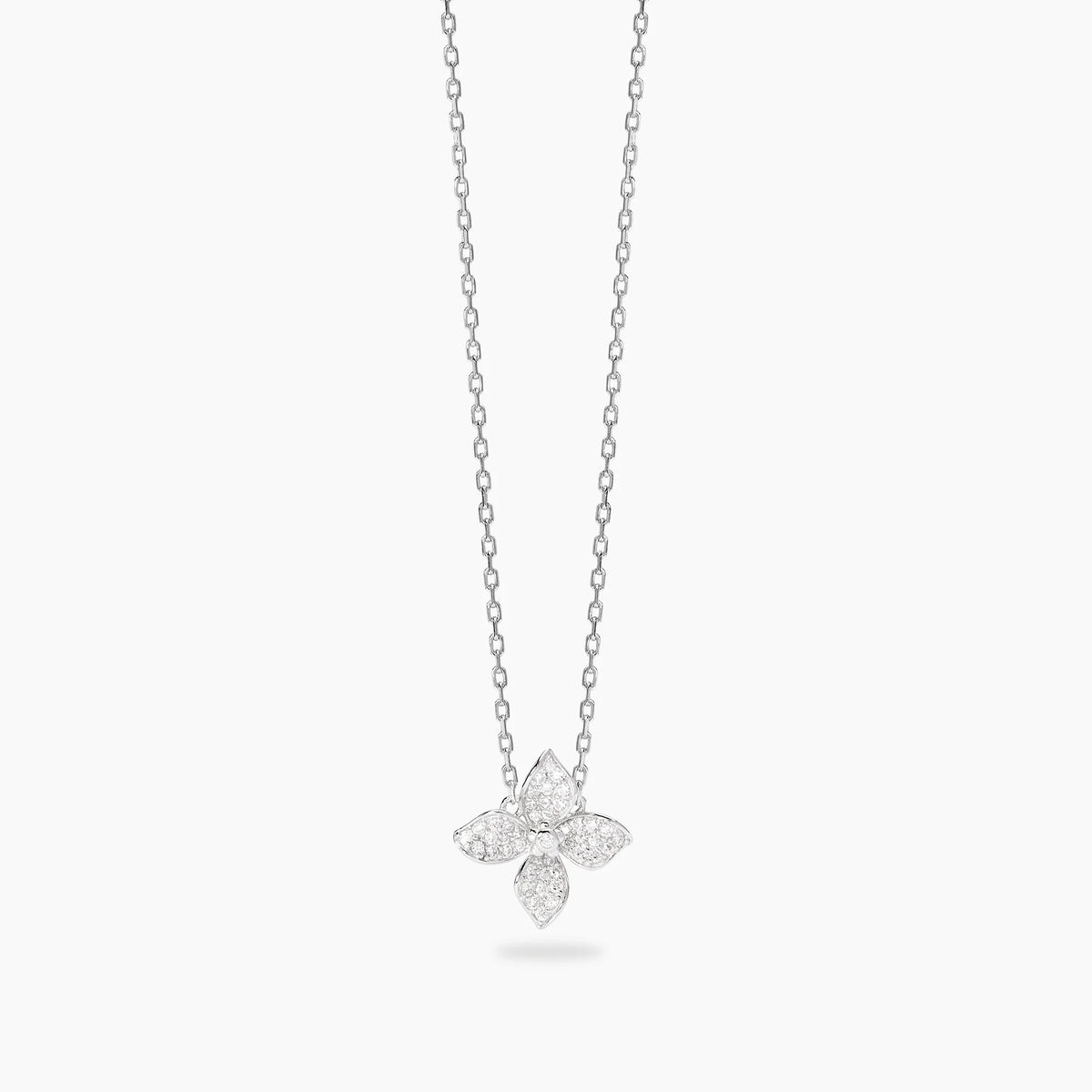 Girocollo Fiore Pavé Zirconi Argento