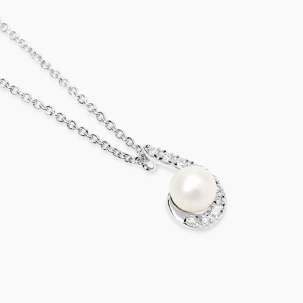 Girocollo Mabina in Argento con Perla Coltivata e Diamanti Lab-Grown 0.01ct