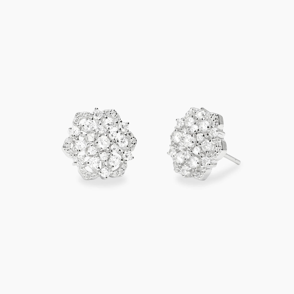 Orecchini Fiore in Argento con Zirconi
